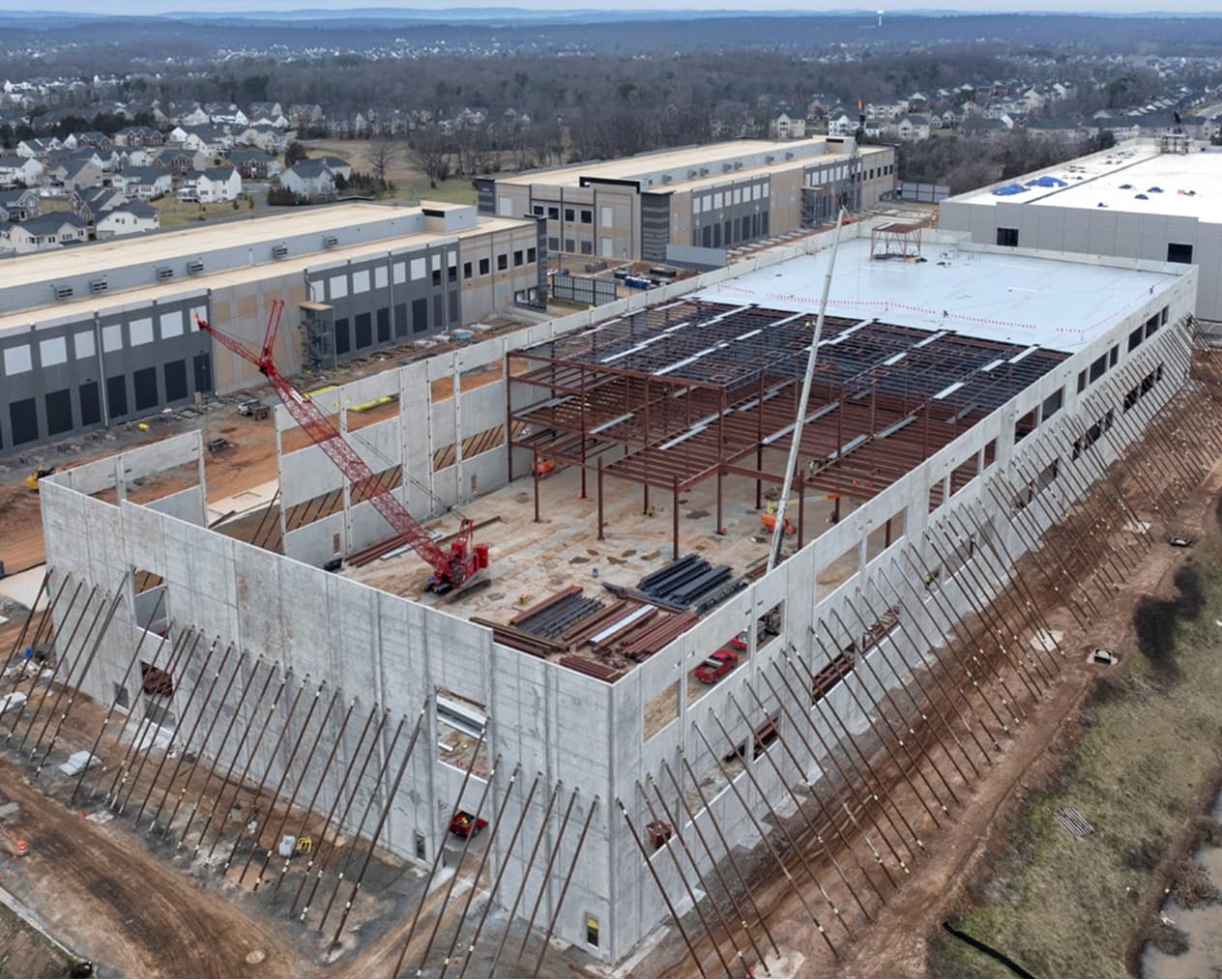 Aerial view of construction site